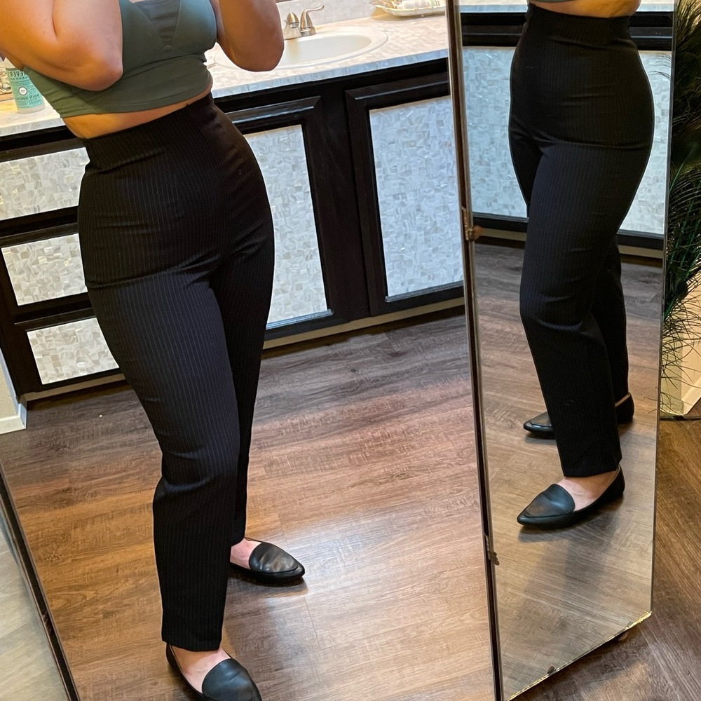 Pinstripe high waist trousers